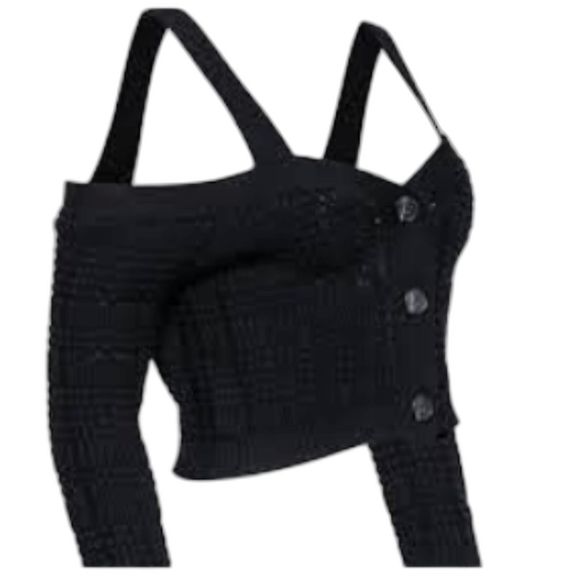 Revolve INTERMIX Off the Shoulder Chunky Knit Crop Top Knit Sweater Petite $289 - Picture 1 of 10